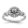14k White Gold Diamond Semi-Mount Round Halo Engagement Ring