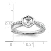 14k White Gold Hexagon Semi-Mount Diamond Peg Set Engagement Ring