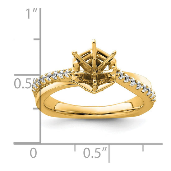 14k Hexagon Semi-Mount Diamond Peg Set Engagement Ring
