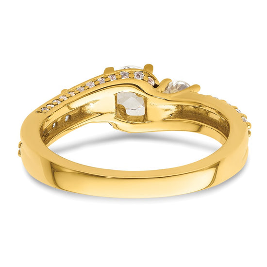 14k Three Stone Diamond Semi-Mount Including 2-3.2mm Side Stones Engagement Ring