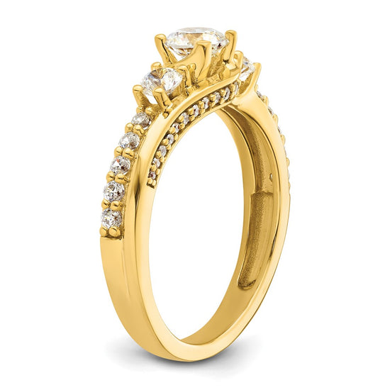 14k Three Stone Diamond Semi-Mount Including 2-3.2mm Side Stones Engagement Ring