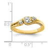 14k Three Stone Bezel Center Diamond Semi-Mount Including 2-2.5mm Side Stones Engagement Ring