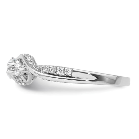 14k White Gold Three Stone Diamond Semi-Mount Including 2-2.5mm Side Stones Engagement Ring