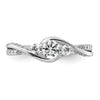 14k White Gold Three Stone Diamond Semi-Mount Including 2-2.5mm Side Stones Engagement Ring