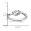14k White Gold Three Stone Diamond Semi-Mount Including 2-2.5mm Side Stones Engagement Ring