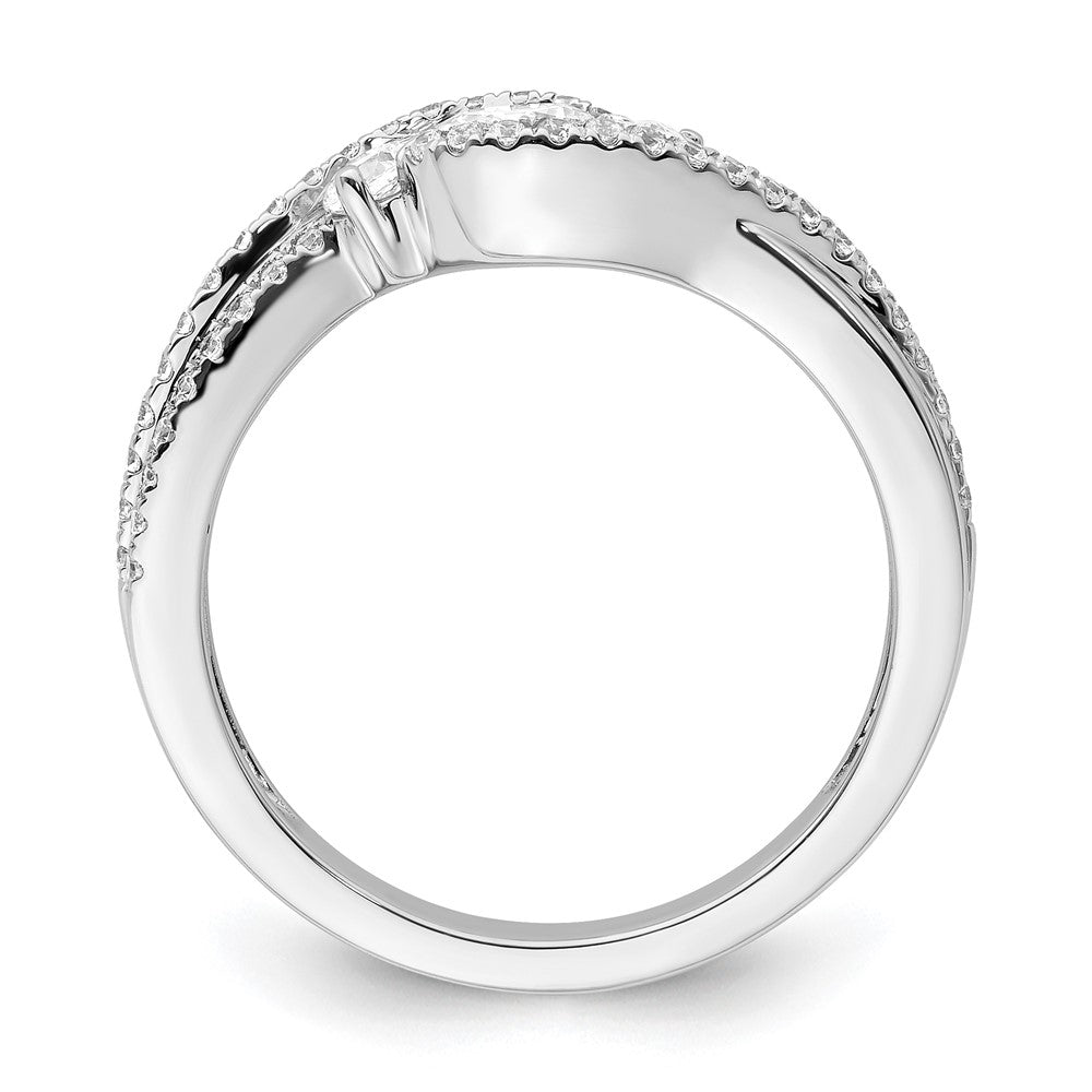 14k White Gold Three Stone ByPass Diamond Semi-Mount Including 2-2.7mm Side Stones Engagement Ring