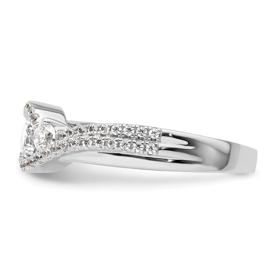 14k White Gold Three Stone ByPass Diamond Semi-Mount Including 2-2.7mm Side Stones Engagement Ring
