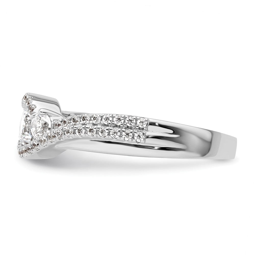 14k White Gold Three Stone ByPass Diamond Semi-Mount Including 2-2.7mm Side Stones Engagement Ring
