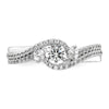 14k White Gold Three Stone ByPass Diamond Semi-Mount Including 2-2.7mm Side Stones Engagement Ring