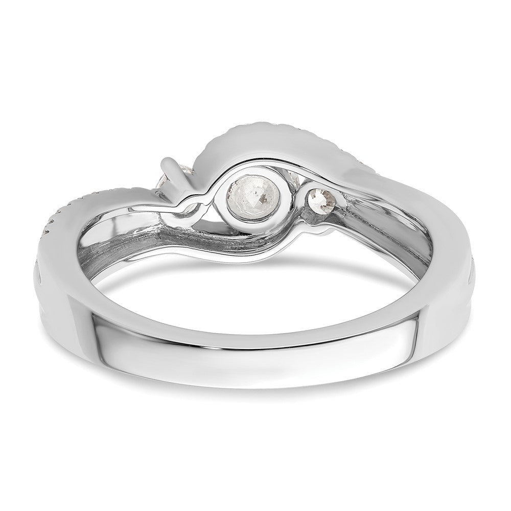 14k White Gold Three Stone ByPass Diamond Semi-Mount Including 2-2.7mm Side Stones Engagement Ring
