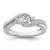 14k White Gold Three Stone ByPass Diamond Semi-Mount Including 2-2.7mm Side Stones Engagement Ring