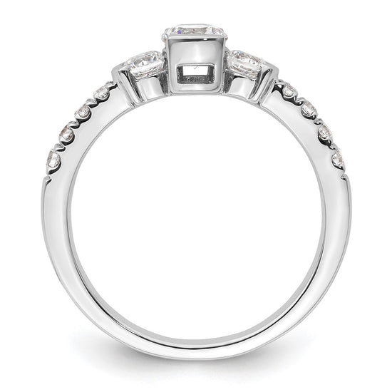 14k White Gold Three Stone Bezel Diamond Semi-Mount Including 2-3.1mm Side Stones Engagement Ring