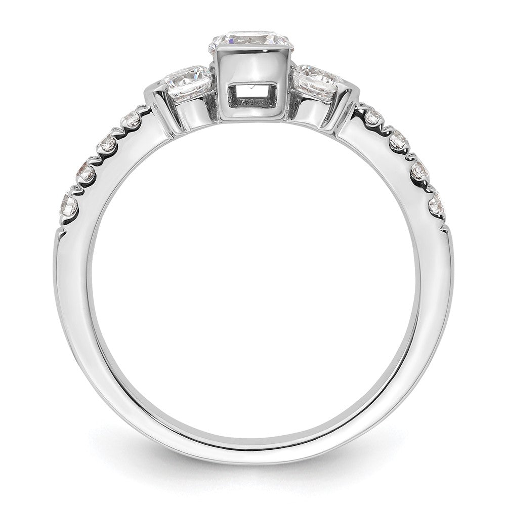 14k White Gold Three Stone Bezel Diamond Semi-Mount Including 2-3.1mm Side Stones Engagement Ring
