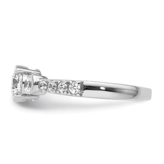 14k White Gold Three Stone Bezel Diamond Semi-Mount Including 2-3.1mm Side Stones Engagement Ring