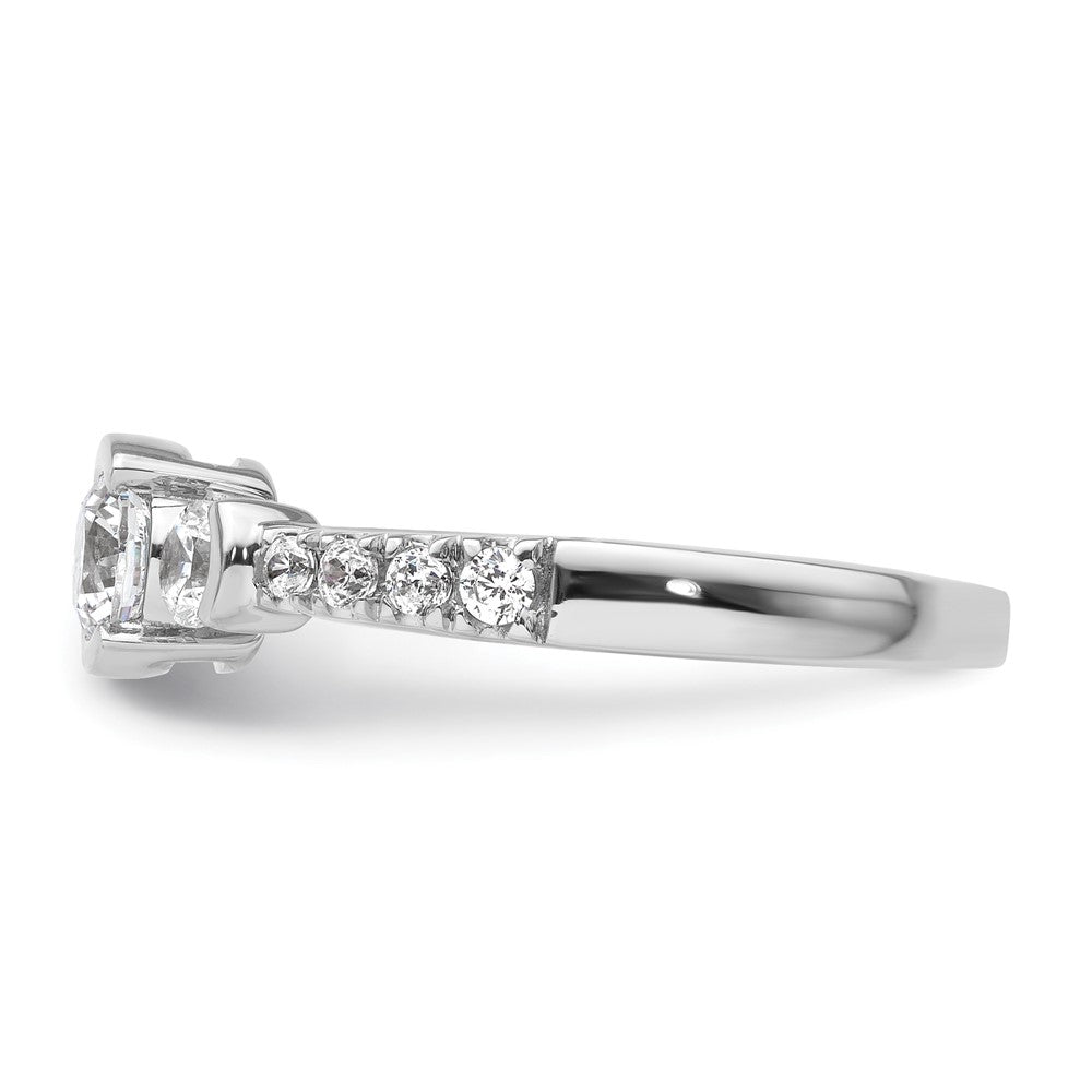 14k White Gold Three Stone Bezel Diamond Semi-Mount Including 2-3.1mm Side Stones Engagement Ring
