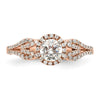 14k Rose Gold Round Halo Diamond Semi-Mount Engagement Ring