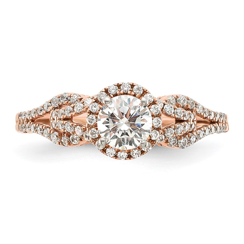 14k Rose Gold Round Halo Diamond Semi-Mount Engagement Ring
