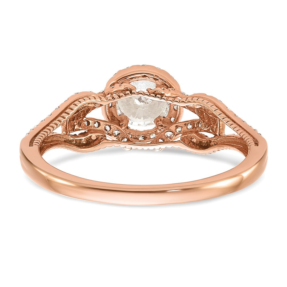 14k Rose Gold Round Halo Diamond Semi-Mount Engagement Ring