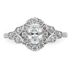 14k White Gold Vintage Oval Halo Diamond Semi-Mount Engagement Ring