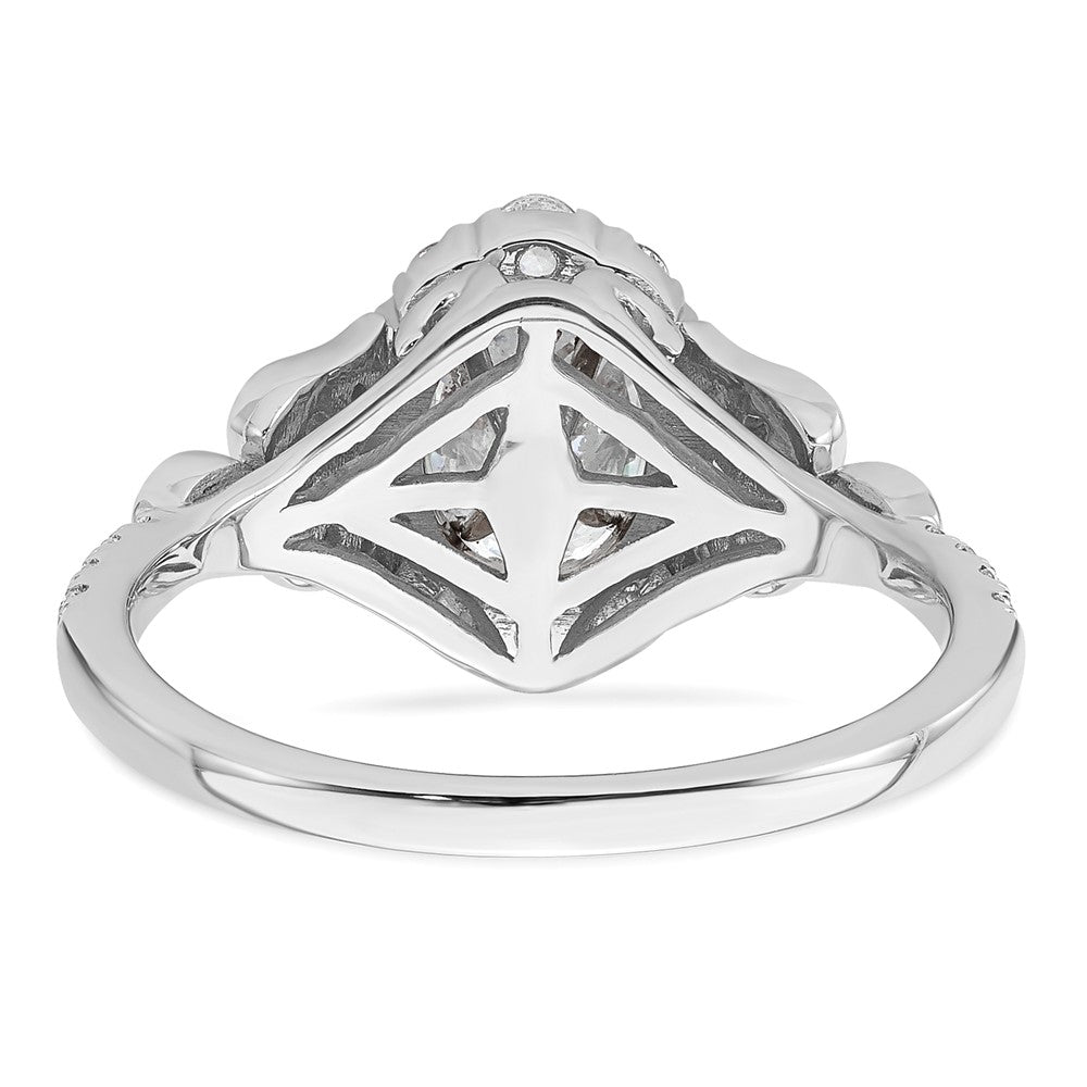 14k White Gold Vintage Oval Halo Diamond Semi-Mount Engagement Ring