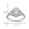 14k White Gold Vintage Oval Halo Diamond Semi-Mount Engagement Ring