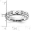 14k White Gold Heart Diamond Mens Complete Wedding Band