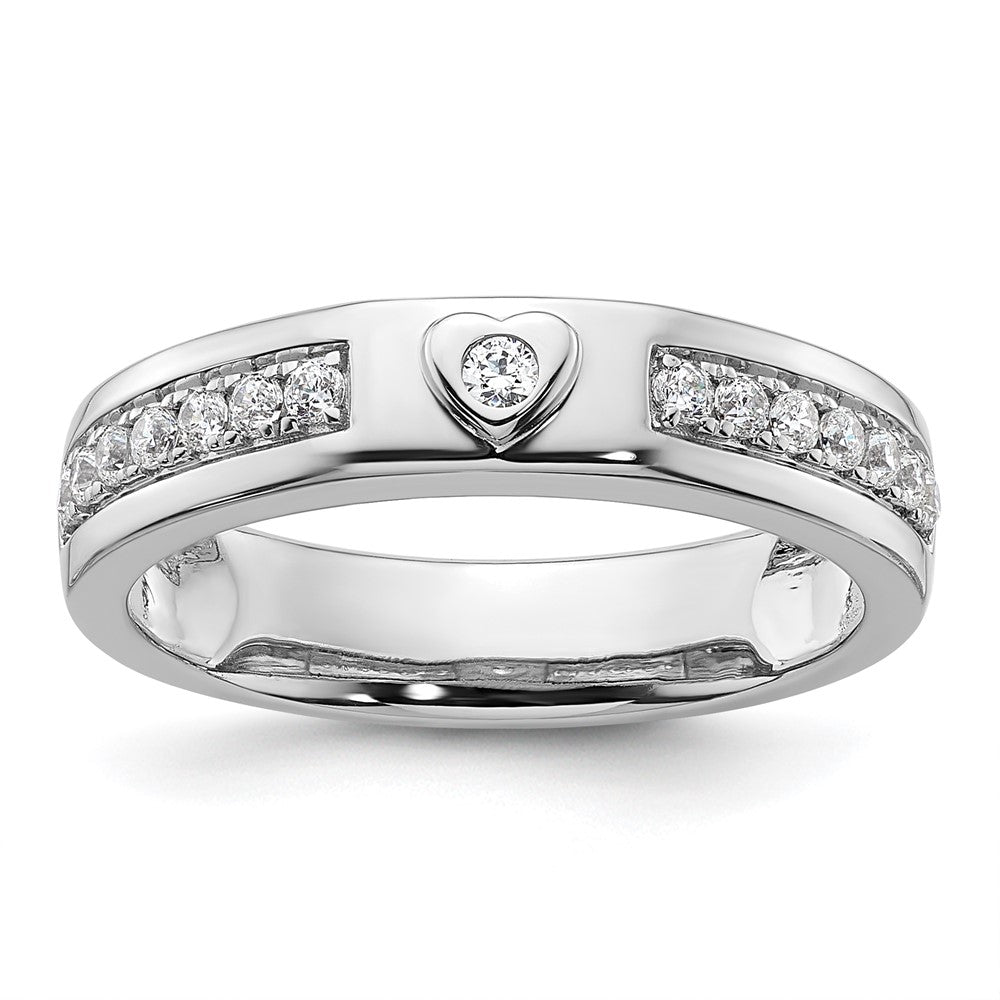 14k White Gold 1/3 carat Lab Grown Diamond VS/SI+ G+ Complete Men's Heart Band