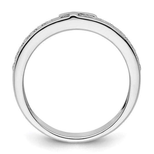 14k White Gold 1/4 carat Lab Grown Diamond VS/SI+ G+ Complete Men's Cross Band