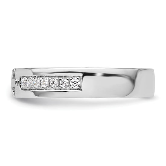 14k White Gold 1/4 carat Lab Grown Diamond VS/SI+ G+ Complete Men's Cross Band