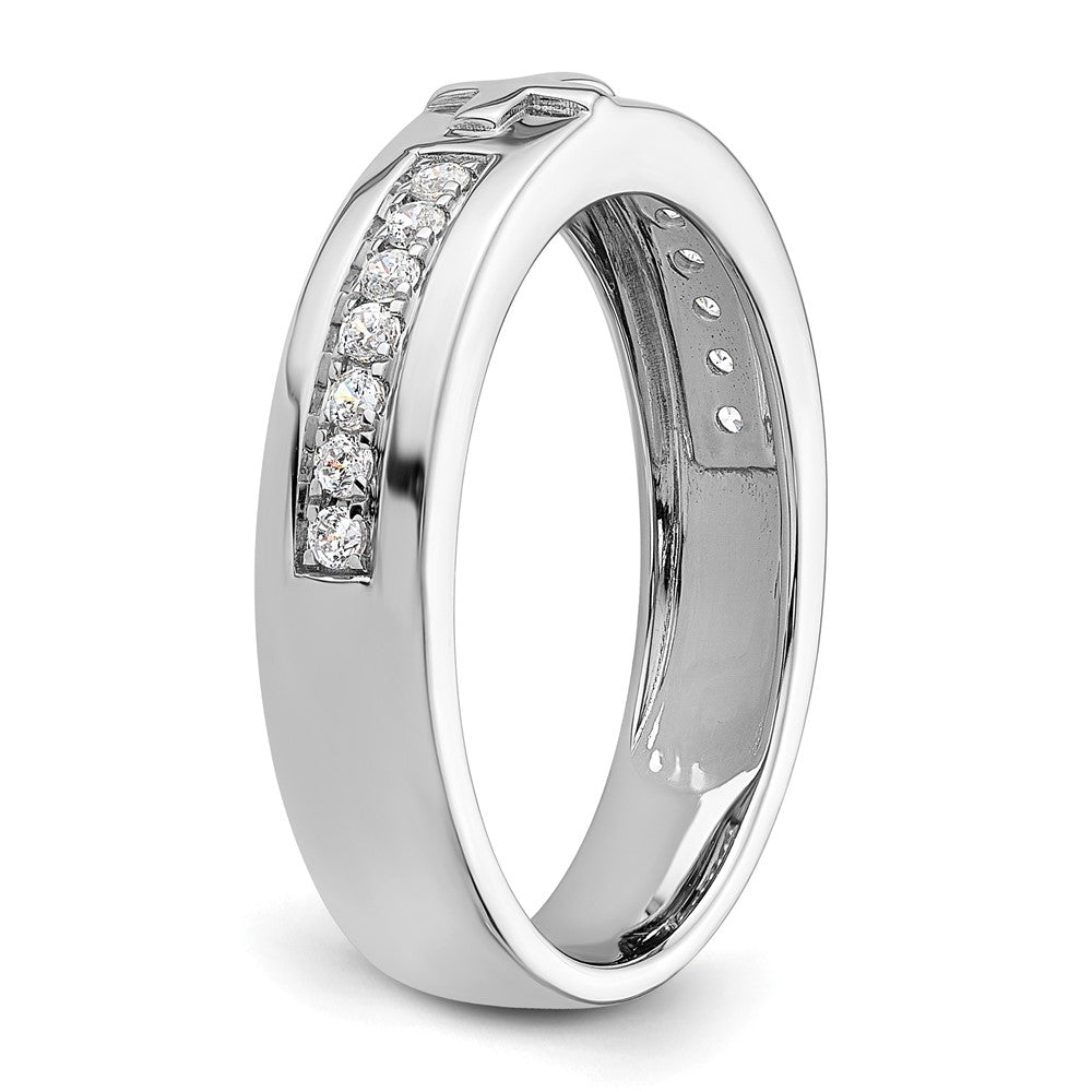 14k White Gold 1/4 carat Lab Grown Diamond VS/SI+ G+ Complete Men's Cross Band