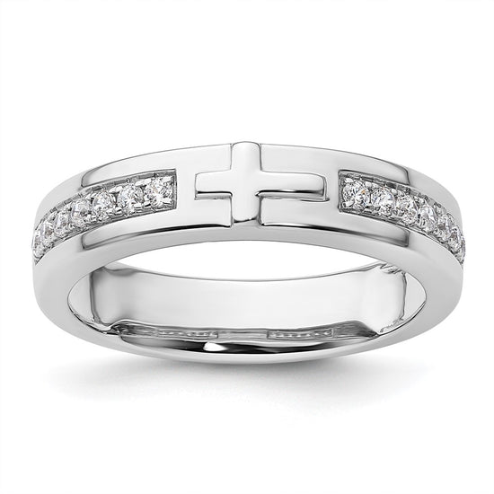 14k White Gold 1/4 carat Lab Grown Diamond VS/SI+ G+ Complete Men's Cross Band