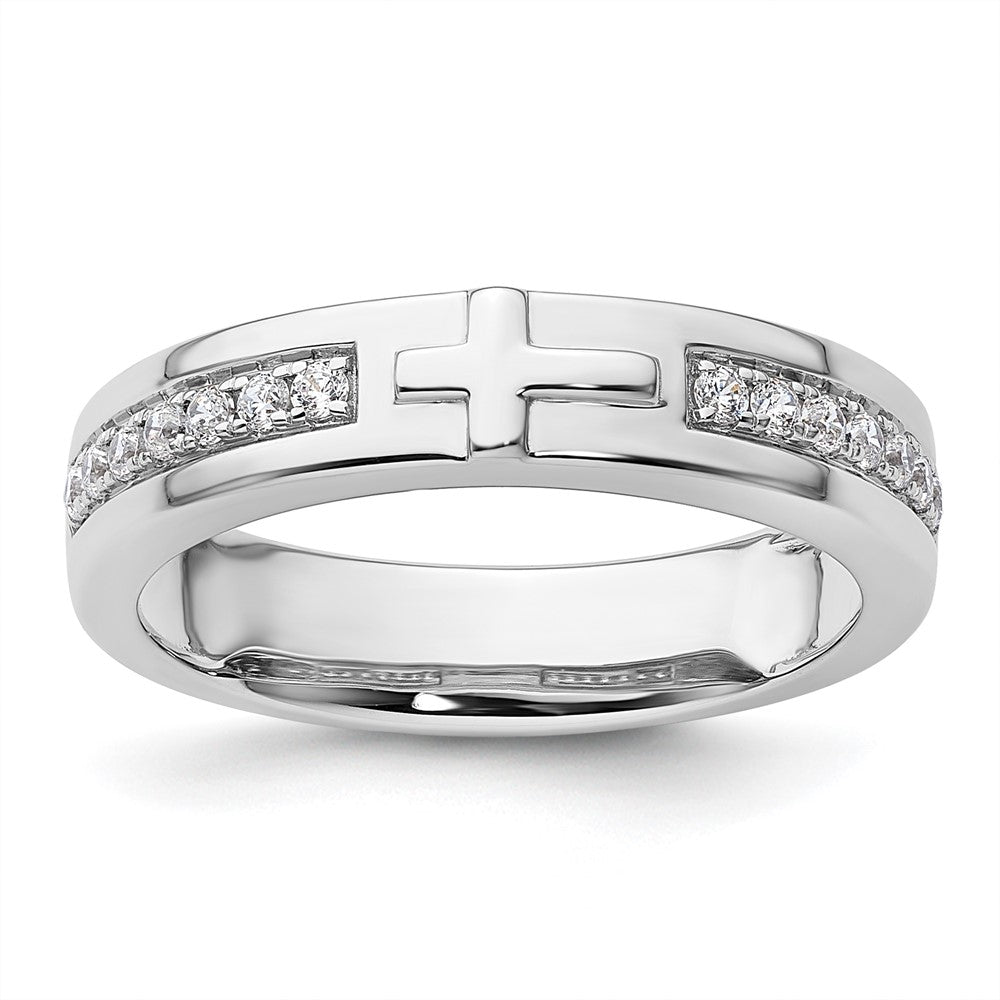 14k White Gold 1/4 carat Lab Grown Diamond VS/SI+ G+ Complete Men's Cross Band