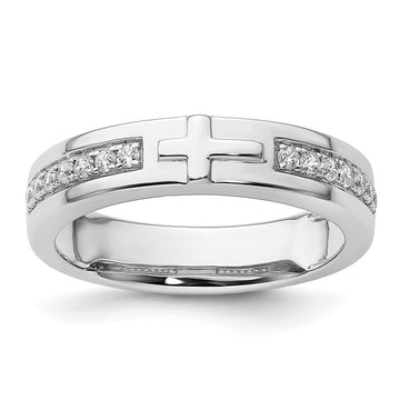 14k White Gold 1/4 carat Lab Grown Diamond VS/SI+ G+ Complete Men's Cross Band