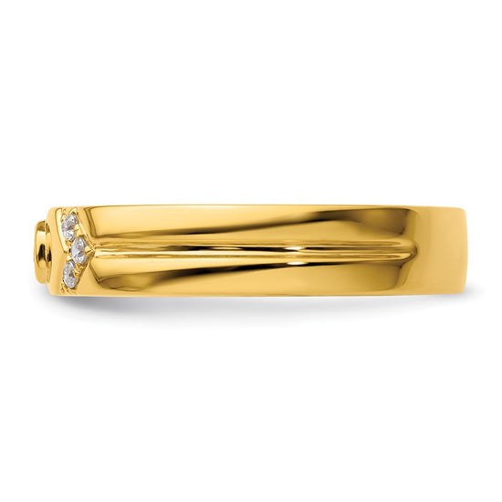 14k Hexagon Diamond Mens Complete Wedding Band