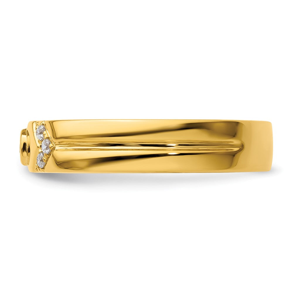 14k Hexagon Diamond Mens Complete Wedding Band