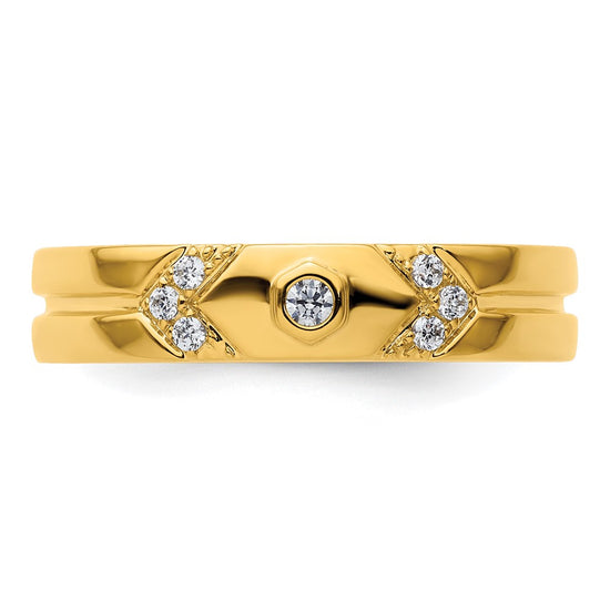 14k Hexagon Diamond Mens Complete Wedding Band