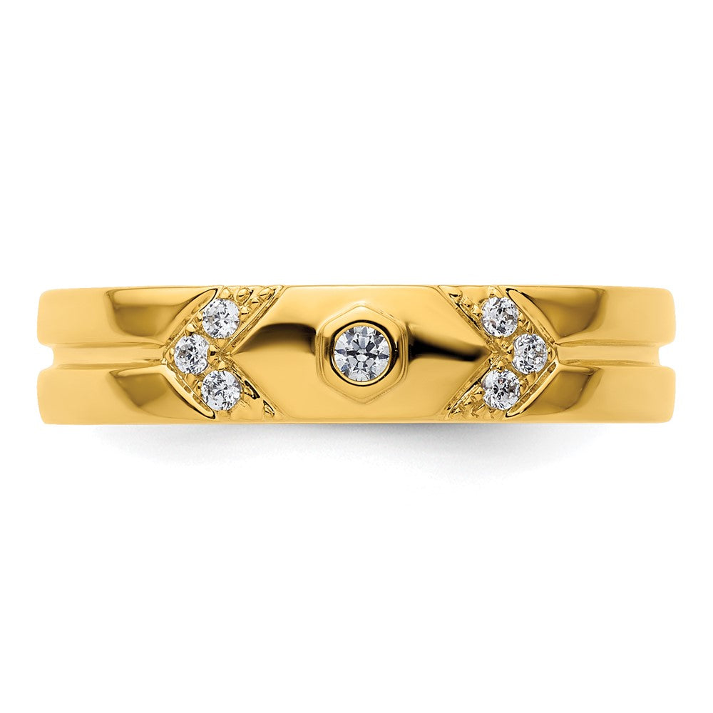 14k Hexagon Diamond Mens Complete Wedding Band