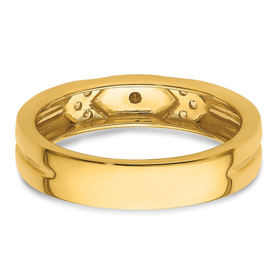 14k Hexagon Diamond Mens Complete Wedding Band