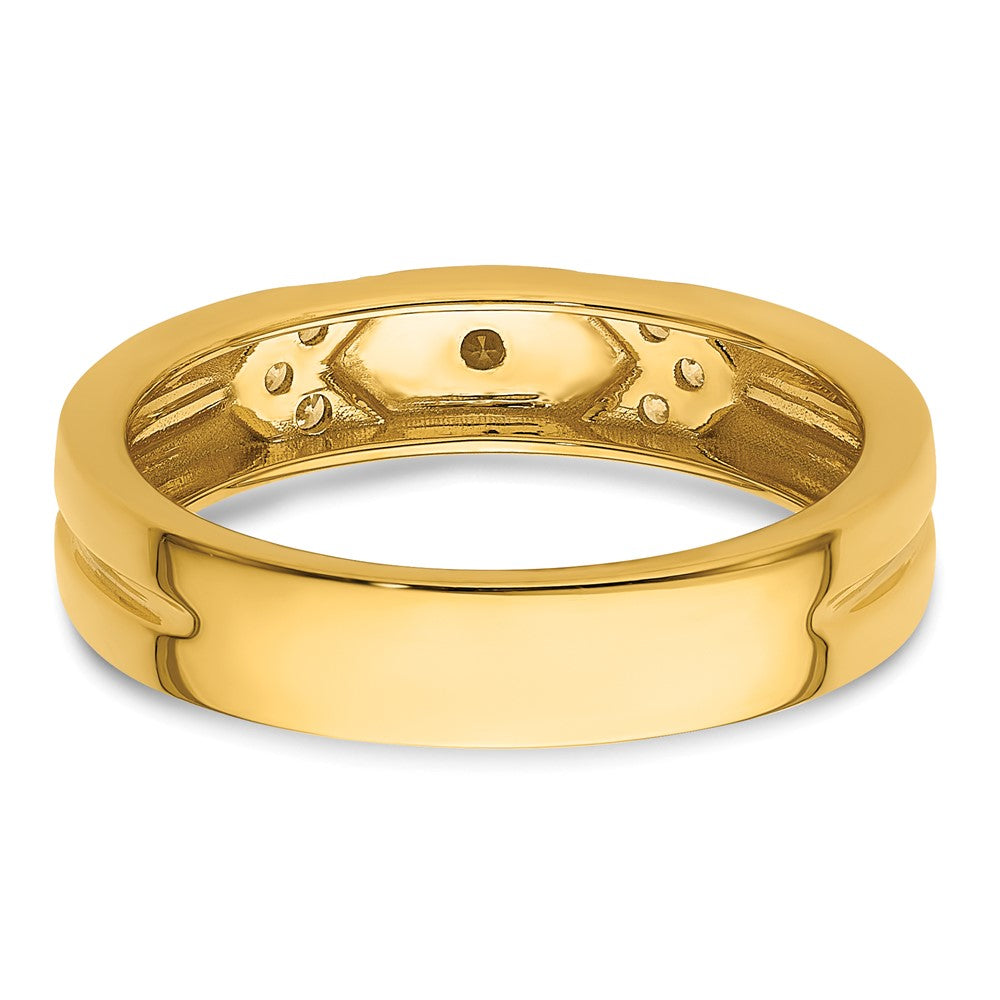 14k Hexagon Diamond Mens Complete Wedding Band