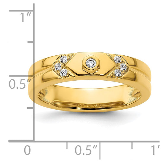 14k Hexagon Diamond Mens Complete Wedding Band