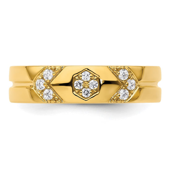 14k Hexagon Diamond Womens Complete Wedding Band