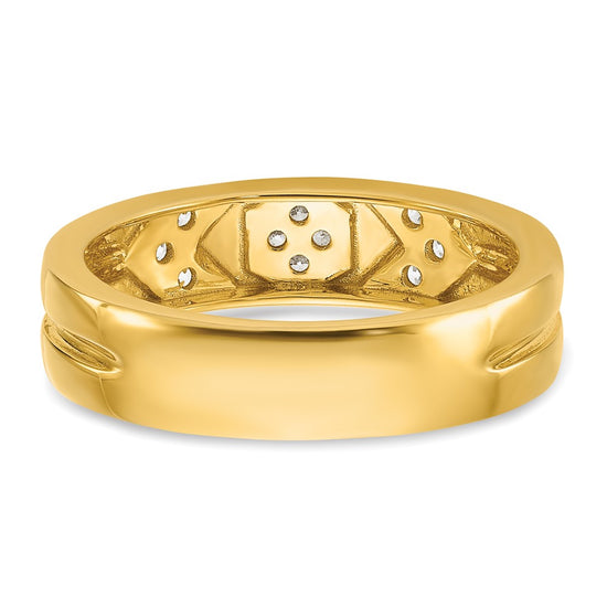14k Hexagon Diamond Womens Complete Wedding Band