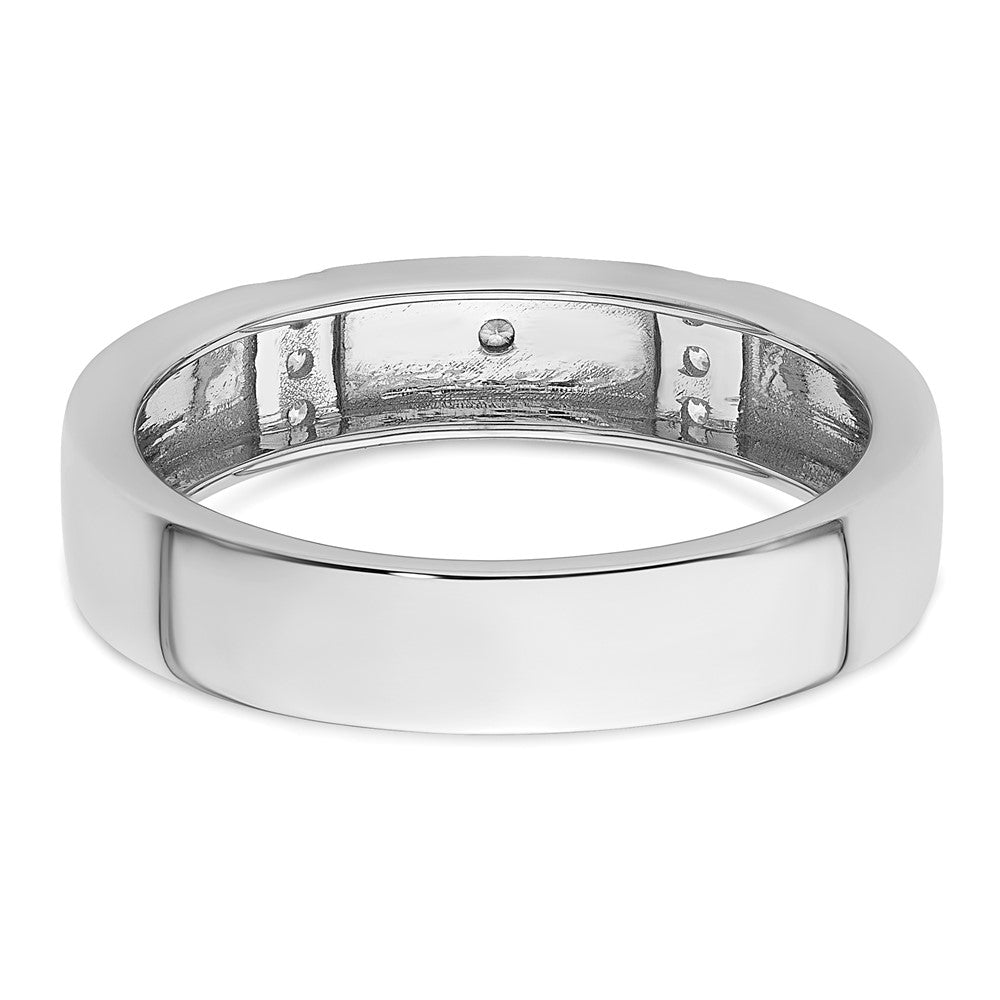14k White Gold Star of David Diamond Mens Complete Wedding Band
