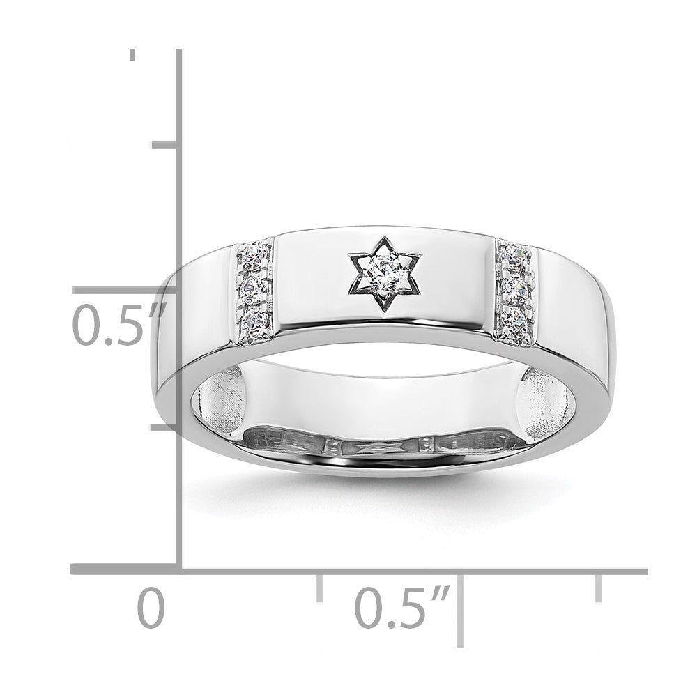 14k White Gold Star of David Diamond Womens Complete Wedding Band
