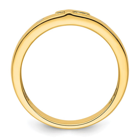 14k Cross Diamond Mens Complete Wedding Band