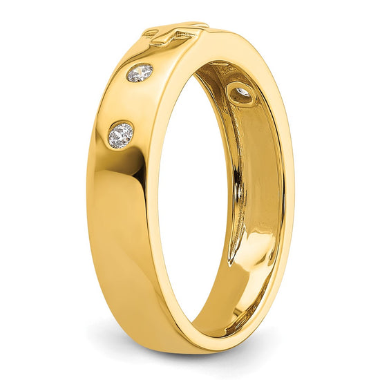 14k Cross Diamond Mens Complete Wedding Band