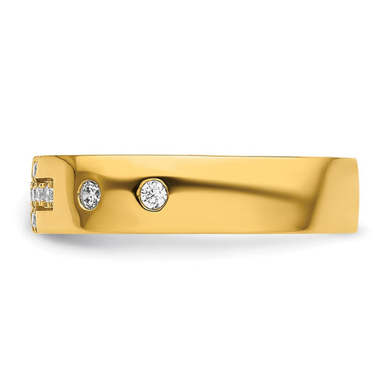 14k Cross Diamond Womens Complete Wedding Band