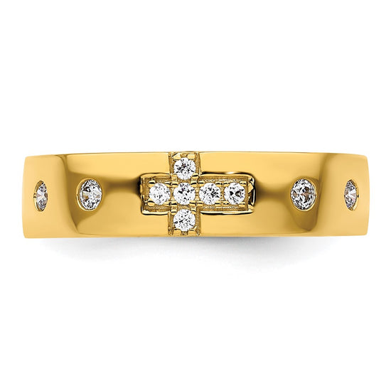 14k Cross Diamond Womens Complete Wedding Band