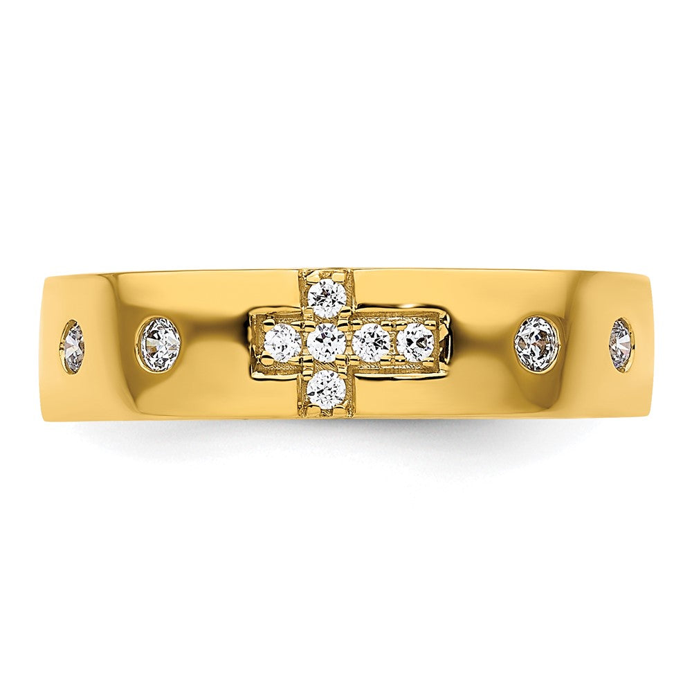 14k Cross Diamond Womens Complete Wedding Band
