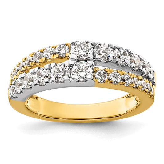 14k Two-tone 1 1/4 carat Lab Grown Diamond VS/SI+ G+ Complete Double Row Band
